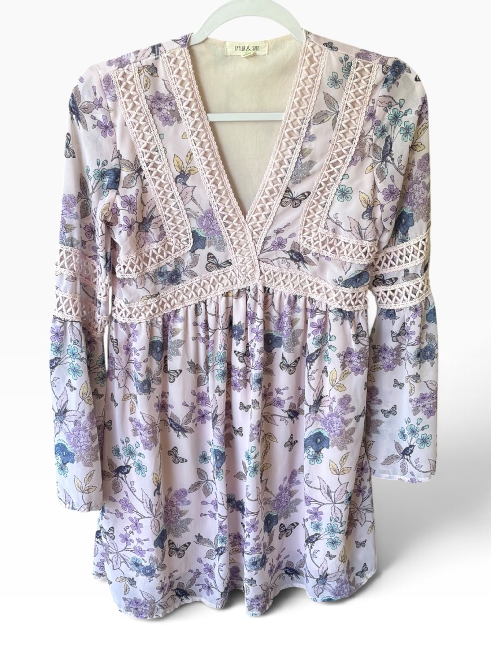 Taylor & Sage Bohemian Style Floral Print Free Flowing Lined Dress Size XS